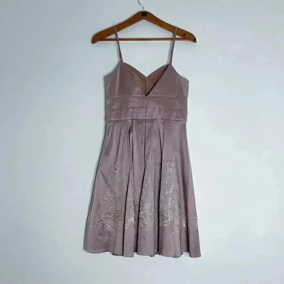 Vintage Oleg Cassini Dusty Rose Pleated Tea Dress Embroidered Women's Size 6 - Picture 4 of 6